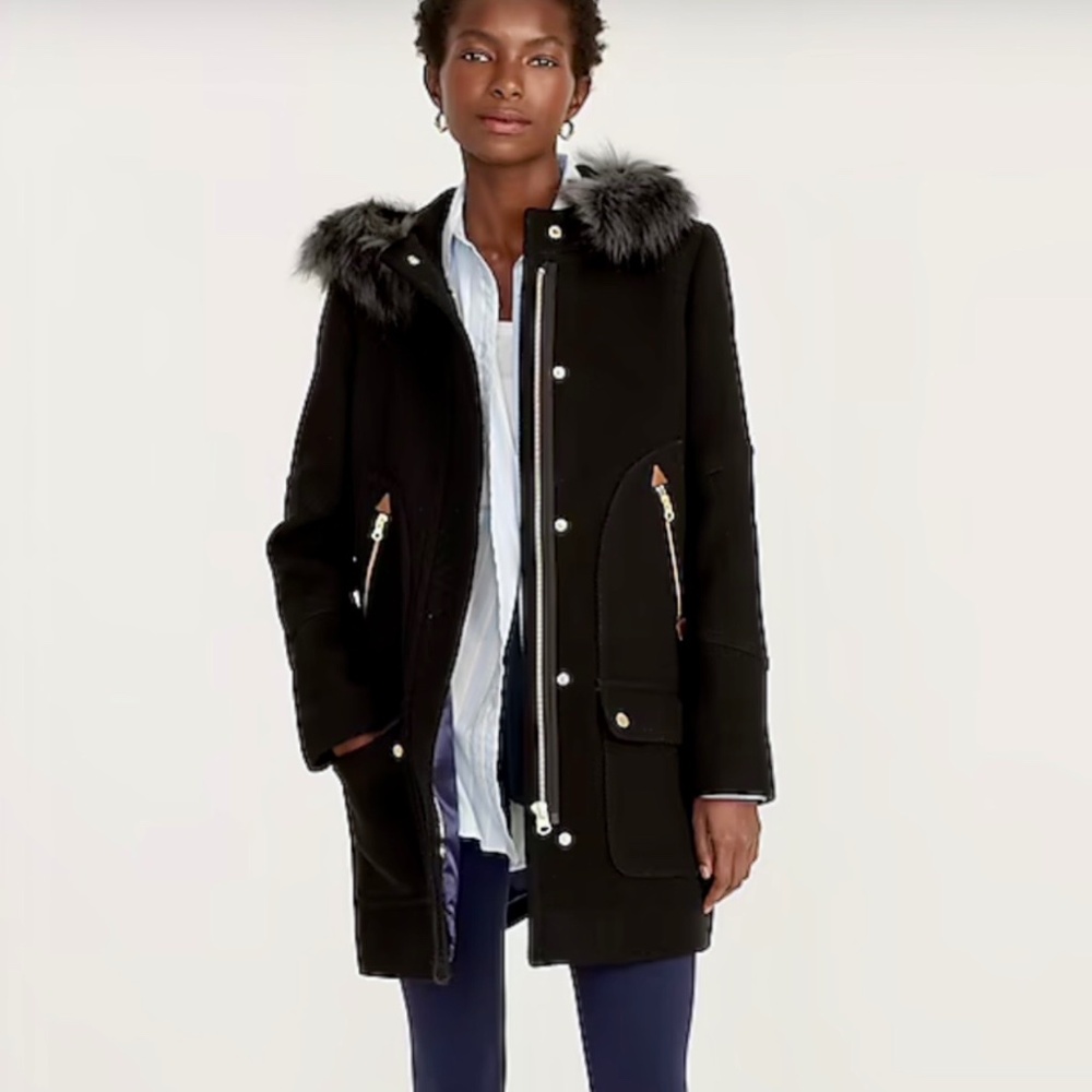 J. Crew Chateau parks coat black 12p